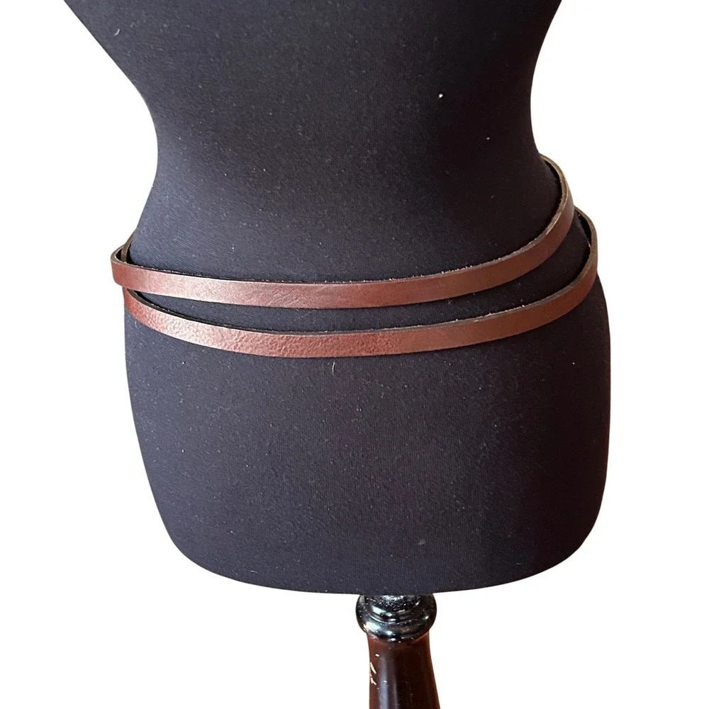Baum Und Pferdgarten Double Wrap Belt S/M Brown Leather Gold Plate Studded